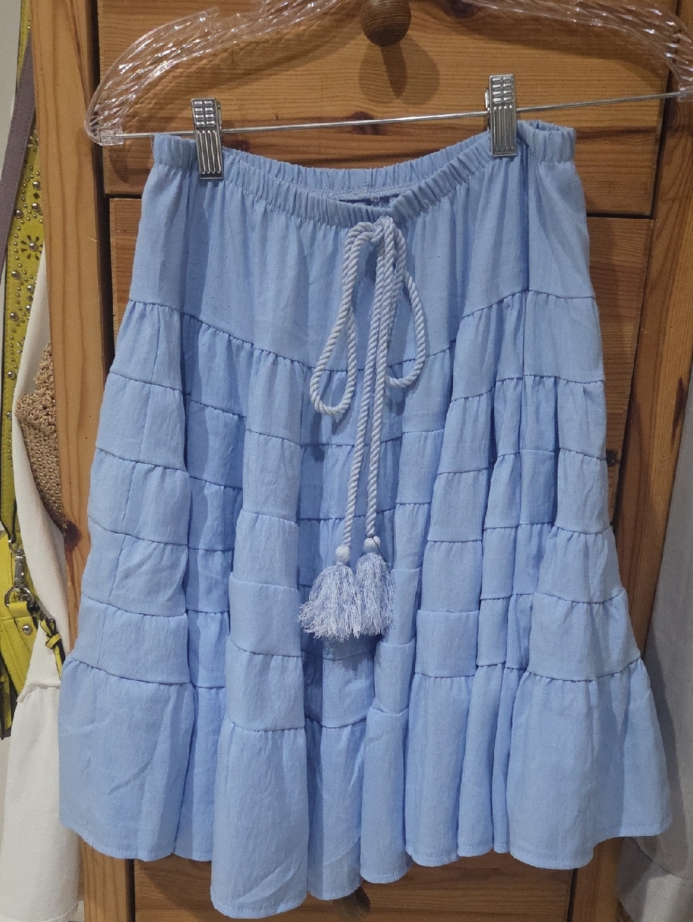 Woman's Many Layers Midi SkirtLight Blue Tiered Summer Skirt - Women's - Picture 4 of 4